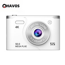 Havos 카메라추천 디지털카메라 브이로그촬영 야외활동 일상기록 가성비 입문용카메라 4K, 하얀색 하얀색