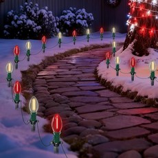 Pallerina 19.5FT 레드 및 화이트 크리스마스 통로 조명 야외 C9 LED 야외 전구 10개 연결 가능한 휴일 장식 산책로 마당 진입로 287499, 멀티컬러