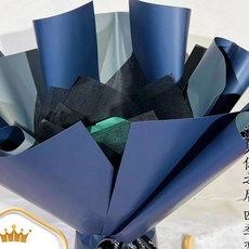 臺灣出貨 半成品DIY花束外殻草莓免包半成品創意禮物生日鮮花紙巾玫瑰批髮 4TOA, 超小號牛仔藍