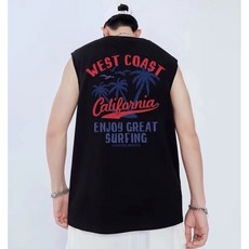 豹開之家 夏季寬鬆坎肩背心 男生印花休閒背心 港風oversize無袖t恤 薄款韓版運動上衣 C116