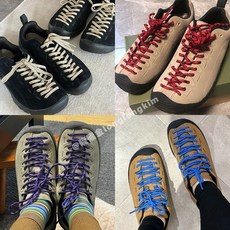 臺灣*出貨 longlongkim原裝適配科恩紫色鞋帶戶外登山鞋小丑鞋紅色藍色鞋繩, 米白粉條（1雙裝）,180cm