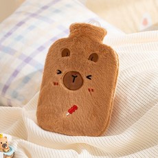 可愛卡通熱水袋學生宿捨用大號灌水暖水袋敷肚暖宮衝水暖手寶, 糖葫蘆卡皮巴拉 850ml【不可插手】, 1個