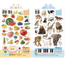 블루래빗 사운드차트 과일 채소+동물 (2종세트)아기벽보 벽그림
