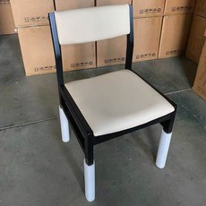實木餐椅 舒適靠背 北歐風情 中古復古設計, 1件, 黑色框架 + 米色坐墊