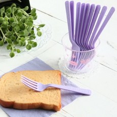 파티용포크-라벤더 /플라스틱포크 파티용품 파티테이블 테이블장식용품 생일파티 일회용포크, 10개, 1개입