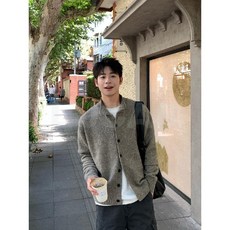 臺灣爆款-半高領鈕釦開衫毛衣男生2025新款秋冬季百搭上衣休閒針織外套加厚