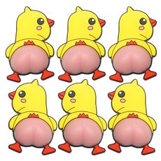 우람상점 3D 실리콘 엉덩이 문콕방지 차량용 스티커, 병아리6입, 1개