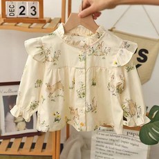 寶寶上衣春款女童襯衫碎花潮款洋氣兒童襯衣嬰兒秋裝韓版洋氣開衫