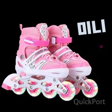 인라인 스케이트 어린이 풀세트, 핑크 + 올 플래시
