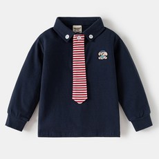 프렙타이클래식셔츠 아동 스트라이프 타이 맨투맨 셔츠 포멀 캐주얼 상의