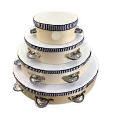 老羊樂器店 原木木框鈴鼓 單排鈴片 10吋 8吋 6吋 4吋 海浪鼓 原木框 伴奏 原木鈴鼓, 1個