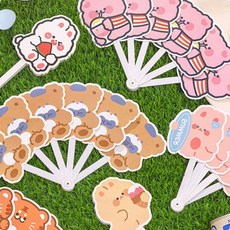 휴대용 접이식 부채 여름 손선풍기 미니 햇빛차단 휴대간편, 망고주스 핑크돼지, 1개