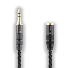 ChuanMu 3.5mm公對母耳機延長線 音響電腦AUX通用 6N單晶銅鍍銀線, 黑色(0.5米), 1個