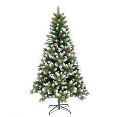 聖誕樹 含樹上配件 豪華加密落雪聖誕樹, 120cm （包含紅果+白松果）300頭, 120cm, 紅果+白松果
