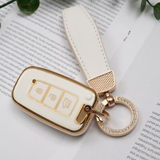 현대 기아 아반떼 K5 K7 스포티지 벨로스터 모닝 레이 산타페 호환 스마트키 TPU 케이스 자동차 키링 키홀더, R스트랩_KH07, 3버튼_화이트_TA31
