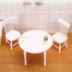 112 인형의 집 가구 흰색 나무 식탁 의자 모델, Chair