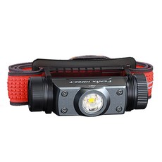 FENIX HM62-T 頭燈 1200流明 150米 鎂合金 越野跑頭燈 紅白雙光源 附求生哨, 1個, 鈦銀黑