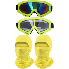 Immoono 오토바이 고글 2개 방한모 더트 바이크 ATV 모토크로스 라이딩 레이싱 스키 안전 안경 옐로우 프레임 다채로운 투명 렌즈 페이스 마스크 포함 124126