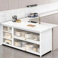 SeekFun 수납장 세라믹 상판 주방 보조테이블 튼튼한 와이드 다층 여닫이 대용량 렌지대 하부장 식탁 1000 1200, 화이트/White