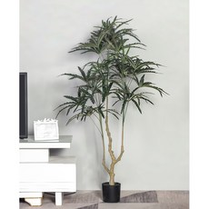 모던마켓 홈 인테리어 실내외 카페 사무실 집 장식용 화분 아랄리아 나무 조화 선물 인조화분 대형 조화 장식품 레스토랑 스튜디오 호텔 로비 거실 화분 120cm, 1개, 그린