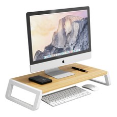 RUN기술 간편형 인체공학 모니터 받침대 보조 선반, 목색