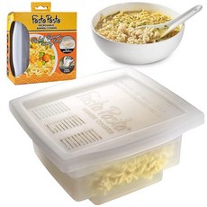 오리지널 Fasta Pasta 전자레인지 라멘 쿠커 뚜껑 및 내장 거름망 포함 - 더 이상 지저분하거나 물이 끓을 때까지 기다리거나 끈적이는 국수 없음 매번 완벽한 알 덴테, 1 Pack