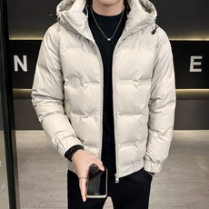 冬季新款男士短款連帽羽絨服，潮流帥氣秋冬外套，保暖運動羽絨服