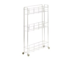 生活采家 滑輪細縫架 12cm 台灣製304不鏽鋼 縫隙架 瓶罐架 壁掛架 收納架 間隙 角落, 1套, 不鏽鋼色