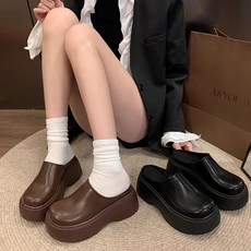 Asure 여자 빈티지 통굽 뮬슬리퍼 데일리 구두 키높이 7cm