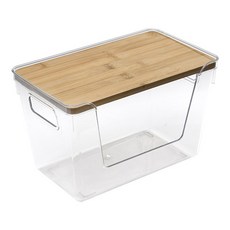 대나무 뚜껑이있는 주방 주최자 상자 야채 화장대 절약형 생산 양파 감자 공간 케이스 보관, 1Pc, China Mainland