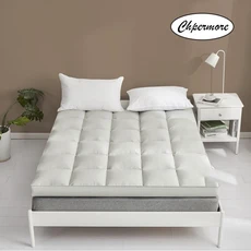 Chpermore100% 구스 다운/깃털 매트리스 싱글 더블 따뜻한 다다미 두꺼운 10cm 토퍼 킹 퀸 사이즈 유지, 01 90x200cm(35x79in), 02 gray