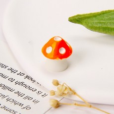 微景觀造景小香菇模型配件，迷你可愛蘑菇裝飾，DIY盆栽裝飾材料, 橘色, 1個