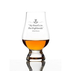 공식 Glencairn 스코틀랜드 위스키 글라스 'My Heart is in the Highland's' 로버트 번스 인용구 각인 | 스코틀랜드산, 1개
