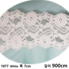 DKLACE-1077 / 자가드 스판 레이스 / (폭 7cm 길이 1yd / 5yd / 10yd기준), 10개, White