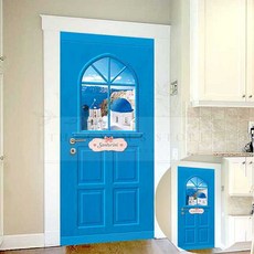 현관문시트지 산토리니전경 포인트 리모델링 사무실 리폼 디자인