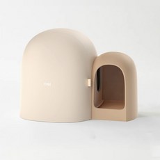 MIAMIA 디자인 대상 수상 사막화 방지 고양이 후드형 화장실, 밀크티 + 모래방지 가드 + 삽, 1세트