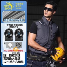 新型無線一體機 風扇背心 反光空調服, 1個, 深灰色馬甲（一體式風扇整套）贈冰袋,XL 體重65-75kg
