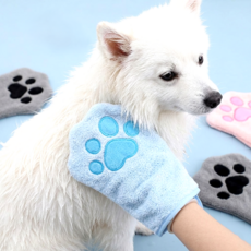 강아지 고양이 목욕장갑 극세사 타월 샤워장갑, 2개, 블루