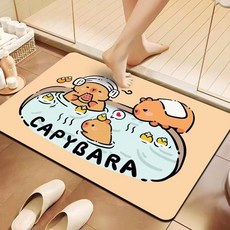 란틴 욕실 발매트 빨아쓰는 규조토 미끄럼방지매트 화장실 앞 발매트 주방 발매트 미끄럼방지 패드 귀여워요 물돌고래, 노란색, 1개