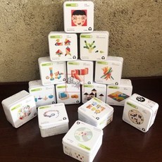 兒童益智旅行鐵盒裝玩具：魔方拼圖積木陀螺，寶寶早教認知玩具，輕巧便攜, 1個, 串珠