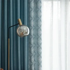 북유럽 모던 리넨 암막 커튼 거실 식당 침실용 커스텀 스티칭 블루 윈도우 스마일 커튼 문짝 1PC