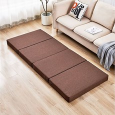 ROYALBELLE 두꺼운 4단 접이식 사무실 매트 낮잠 휴식 매트리스 바닥용 간이 침대 요 매트 F0081309, 커피