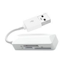 USB 카드 리더기 SD/TF/XD 3 in 1 다기능 SD 플러그 앤 플레이 고속 메모리 카드 리더기 변환기, 하얀색