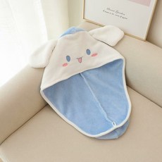 흡수력 좋은 헤어 드라이 타월 산호플리스 캐릭터 샤워캡, 1개, Cinnamoroll