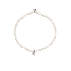 시드니에반 14K 화이트 골드 참 다이아몬드 비즈 브레이슬릿