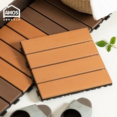 Amos 亞摩斯 30x30大和日式仿木防水卡扣地磚，防水耐磨，DIY浴室地板首選, 原木色,4入, 1個