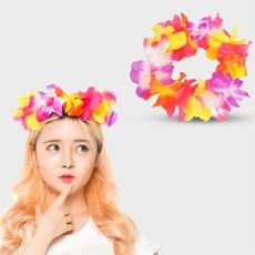 하와이 훌라 댄스소품 화관 머리띠 부토니에 예능 꽃 스냅촬영 신혼여행 셀프