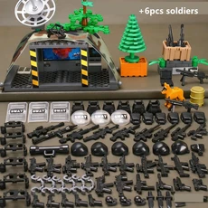 MOC 제2차 세계대전 군사 전쟁 무기 피규어 액세서리 블록 세트 경찰 지휘 본부 브릭 장난감, 02 tent weapons set