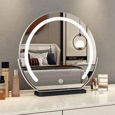 LED三色調光化妝鏡 可旋轉補光美妝鏡 立鏡梳妝鏡 生日禮物 情人節禮物, 黑色大理石【插電款】