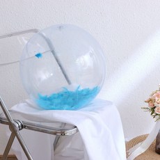 KP 熱銷ins網紅拍照道具充氣亮片沙灘球 透明PVC戲水玩具, 40cm藍色羽毛球（送小號手推打氣筒）, 1個